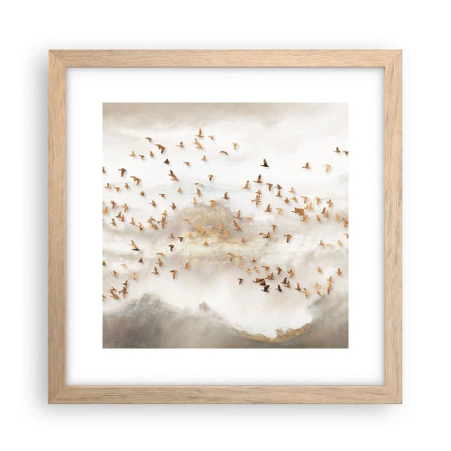 Pôster com moldura de carvalho claro - Está na hora… - 30x30 cm