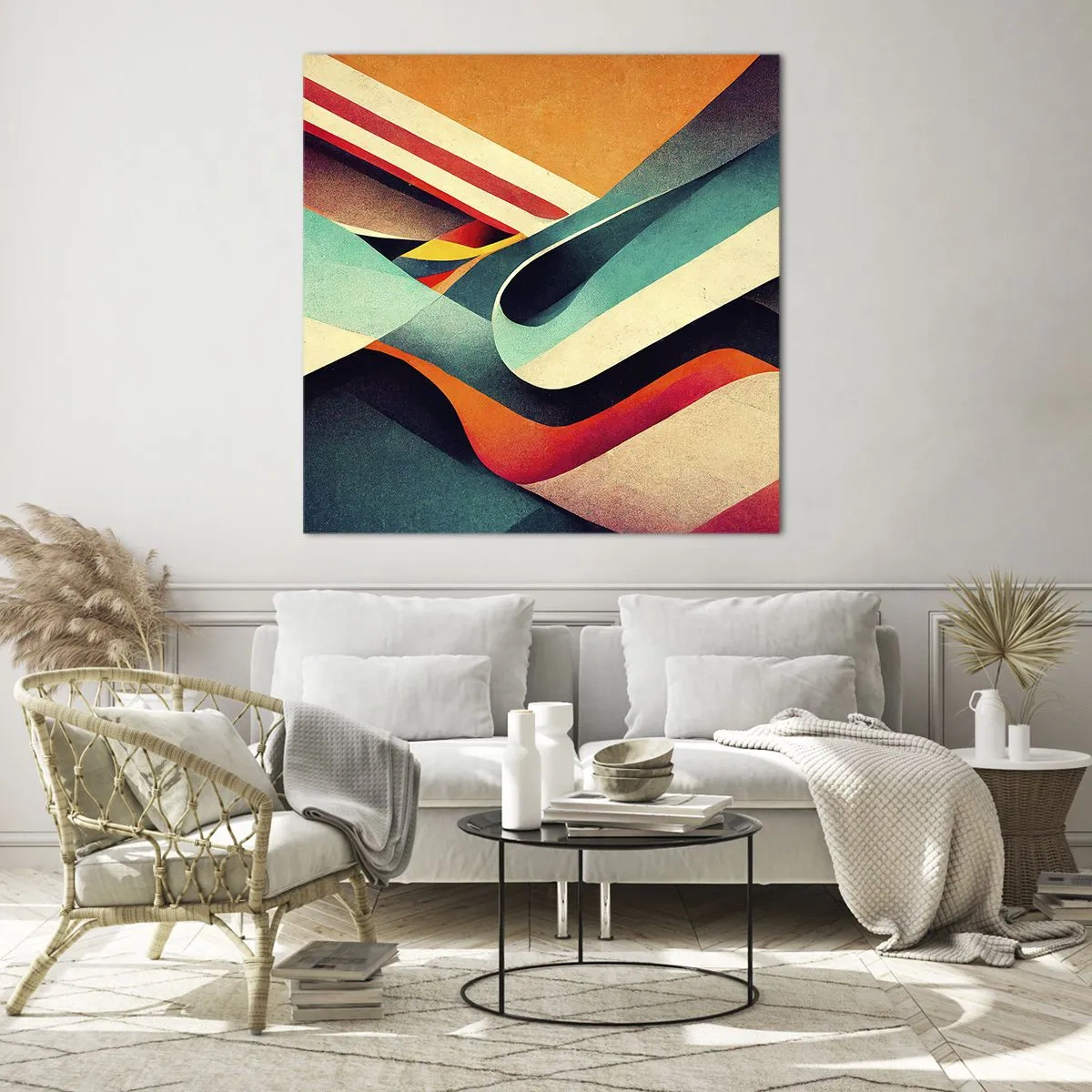 Quadro em vidro - Composição intensa - 40x40 cm