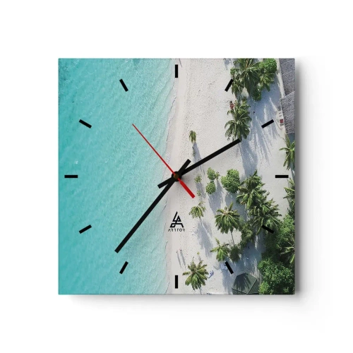 Relógio de parede - Relógio em vidro - Férias no paraíso - 30x30 cm