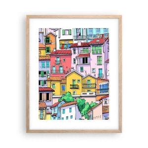 Pôster com moldura de carvalho claro - Cidade divertida - 40x50 cm