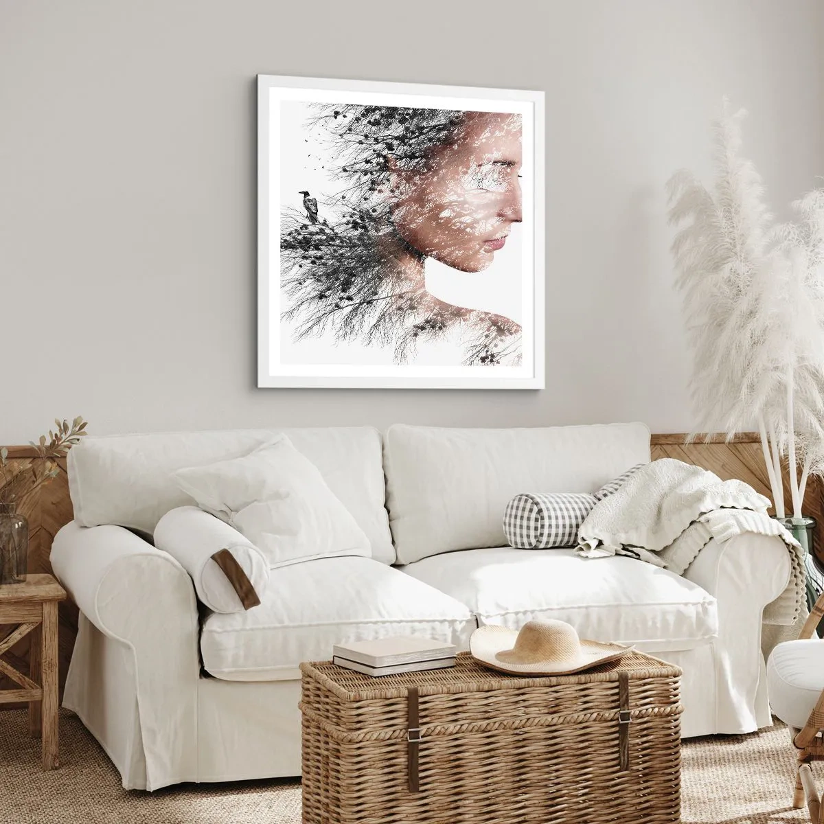 Pôster em moldura branca - Espírito da floresta - 30x30 cm