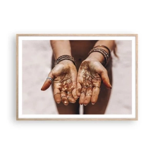 Pôster com moldura de carvalho claro - Um presente para si - 100x70 cm