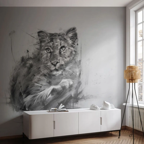Papel de Parede Premium Canvas - Sim, estou a ouvir atentamente - Pantera, Animais, Gato selvagem - 300x210 cm