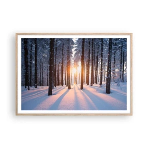 Pôster com moldura de carvalho claro - Preto no branco - 100x70 cm