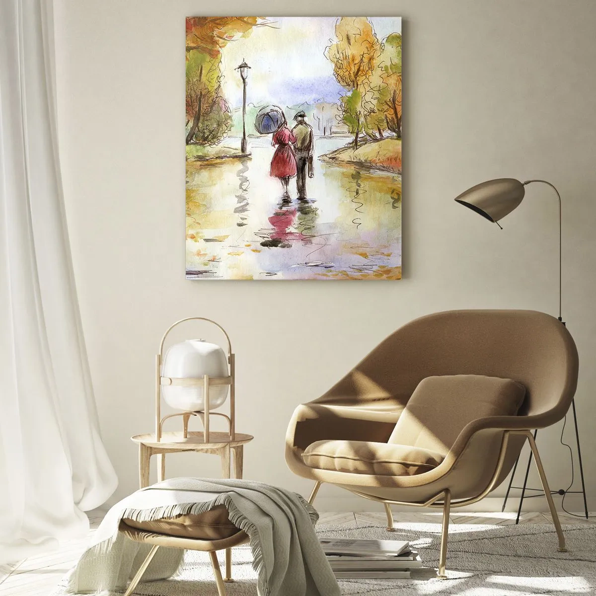 Quadro em vidro - Outono romântico no parque - 50x70 cm