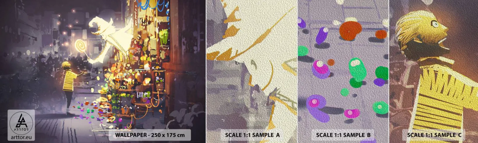 Amostra de papel de parede Premium Sand - Os feitiços existem - Abstração, Fantasia, Para crianças - 100x30 cm