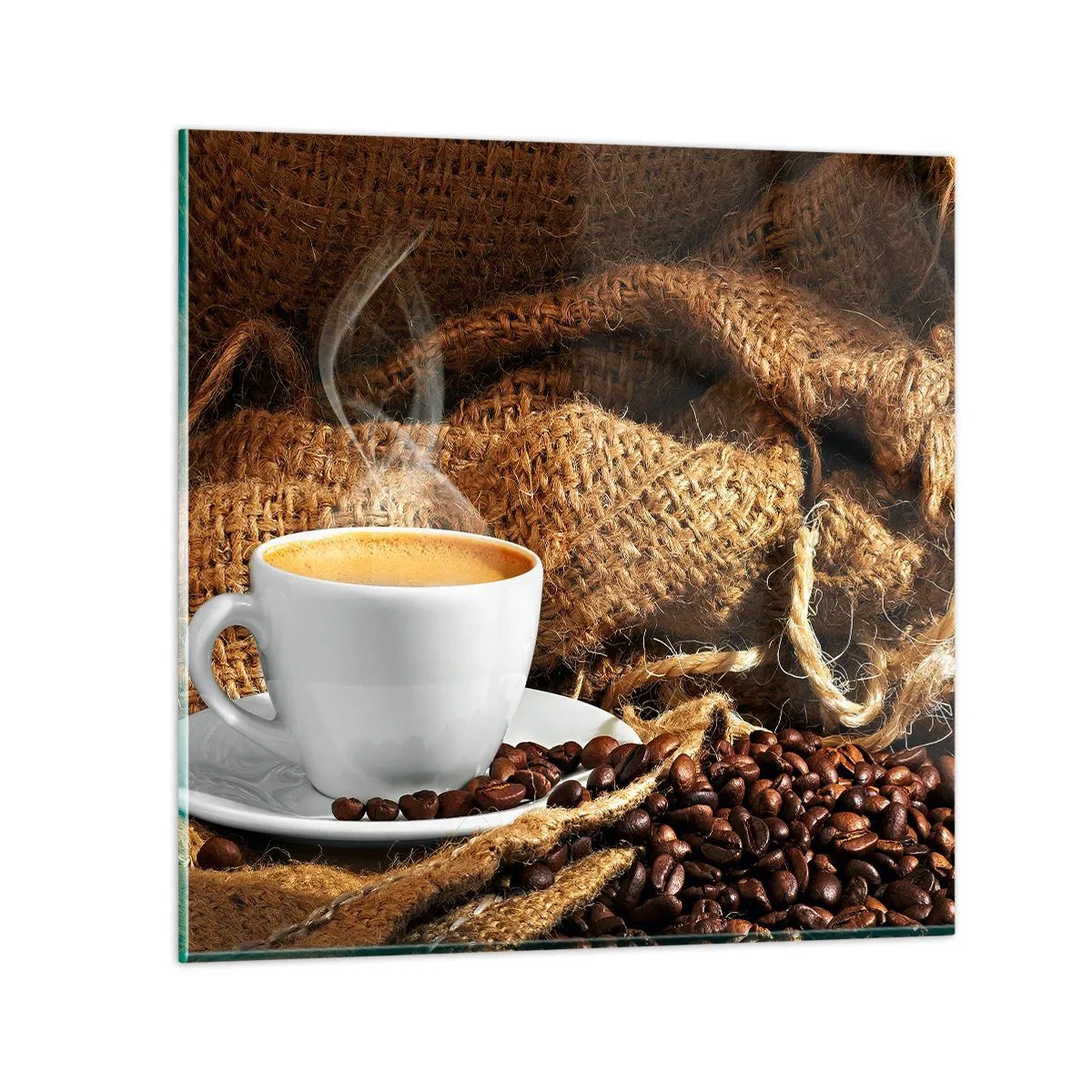 Quadro em vidro - O cheiro de moka e a densidade do líquido de mel - 30x30 cm