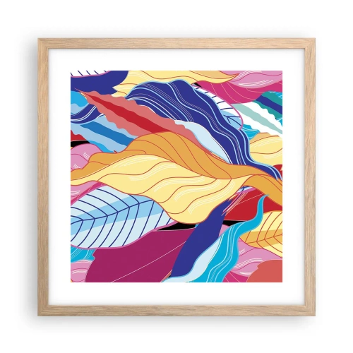Pôster com moldura de carvalho claro - Bagunça colorida - 40x40 cm