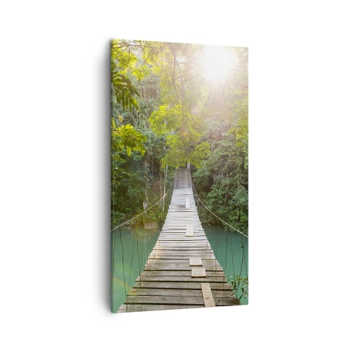 Quadro em tela - Da água azul para a floresta azul - 45x80 cm