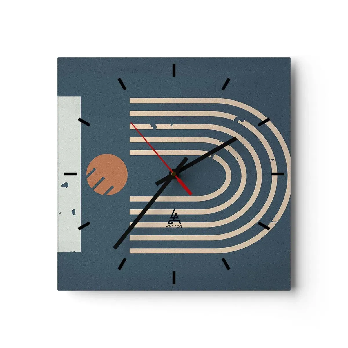 Relógio de parede - Relógio em vidro - Geometria em azul marinho - 30x30 cm