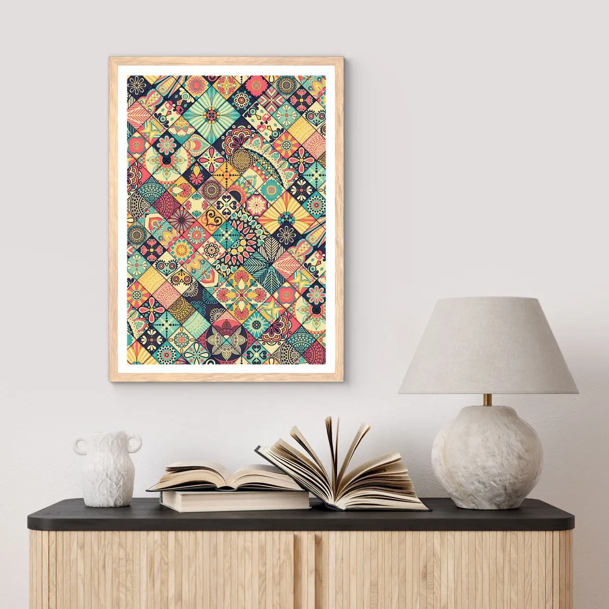 Pôster com moldura de carvalho claro - Vibrações marroquinas - 30x40 cm