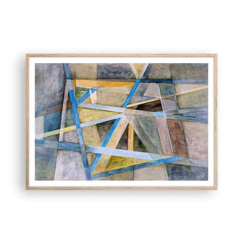 Pôster com moldura de carvalho claro - Em linha reta ou na diagonal? - 100x70 cm