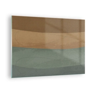 Quadro em vidro - Listras abstratas em tons terrosos - 70x50cm - Composição horizontal - Decoração de parede moderna para a sala de estar e quarto ARTTOR