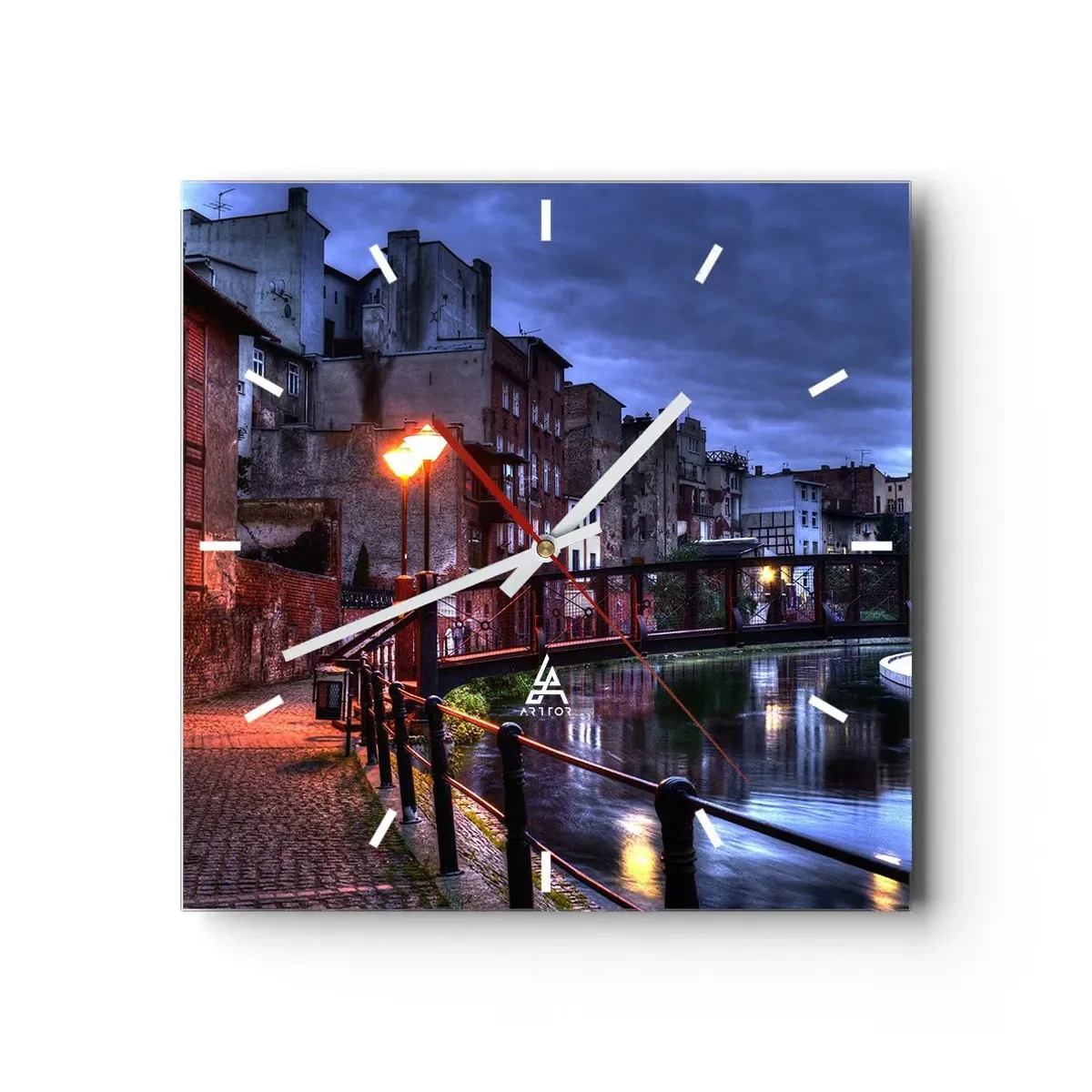 Relógio de parede - Relógio em vidro - A desconhecida Bydgoszcz - 30x30 cm
