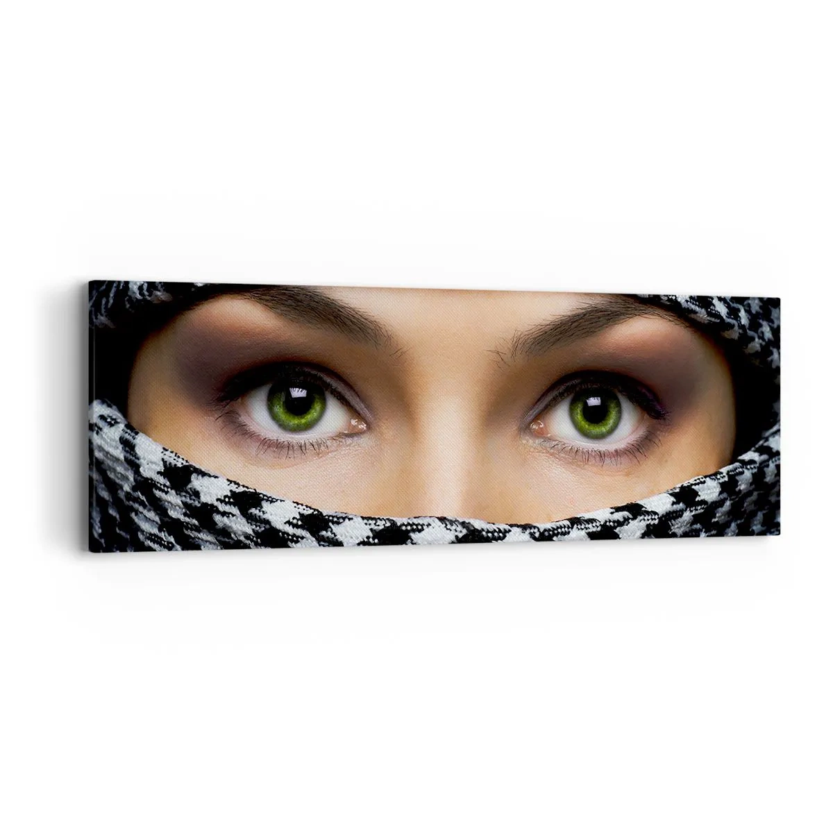 Quadro em tela - Retrato de uma beleza velada de olhos verdes - 90x30 cm