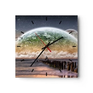 Relógio de parede - Relógio em vidro - E o mundo emergiu da água - 40x40 cm