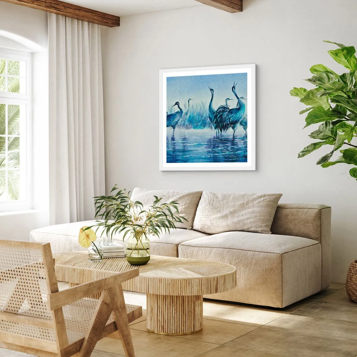 Pôster em moldura branca - Reunião matinal - 60x60 cm