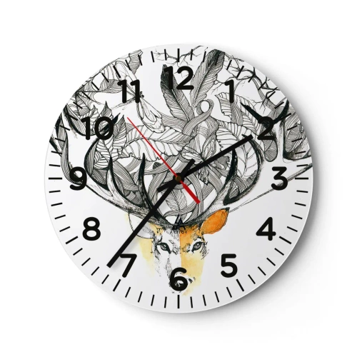 Relógio de parede - Relógio em vidro - Chifres da abundância - 40x40 cm