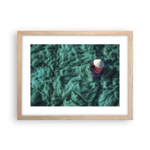 Pôster com moldura de carvalho claro - Num mar de redes - 40x30 cm