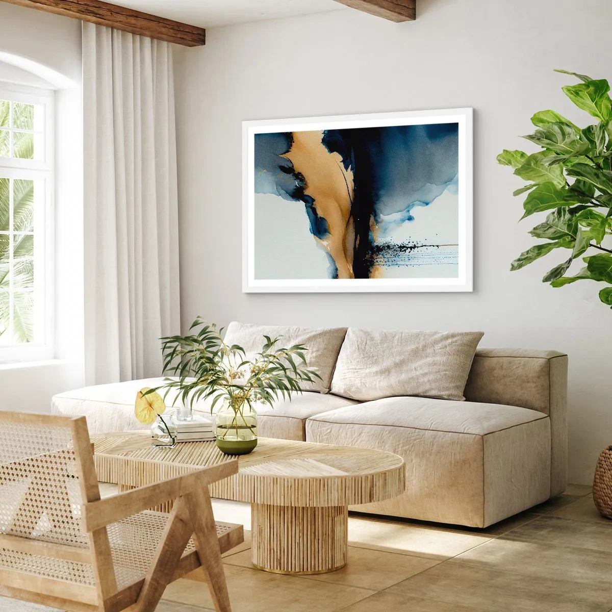 Pôster em moldura branca - Atrás da cortina - 40x30 cm