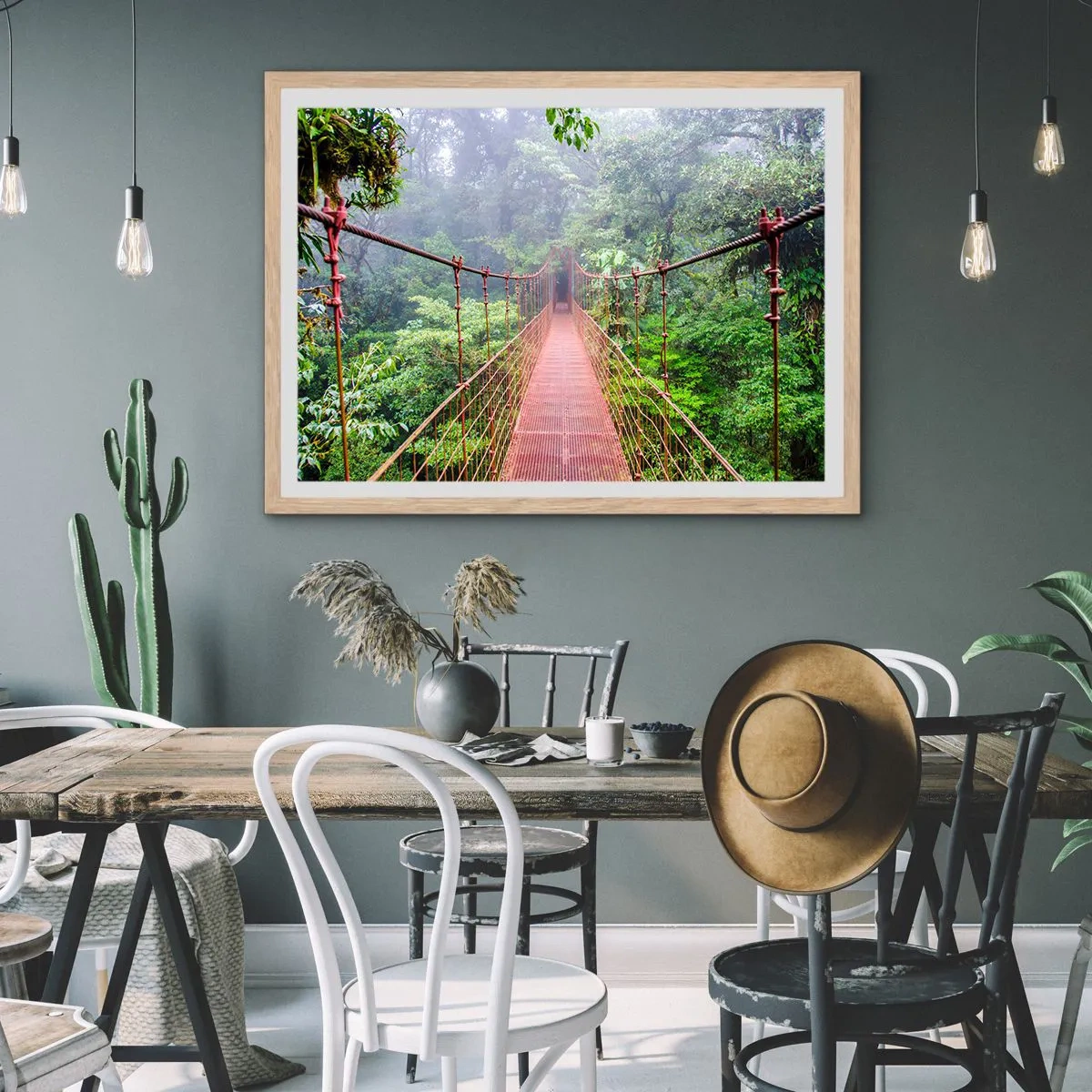 Pôster com moldura de carvalho claro - Suspenso acima das copas - 40x30 cm