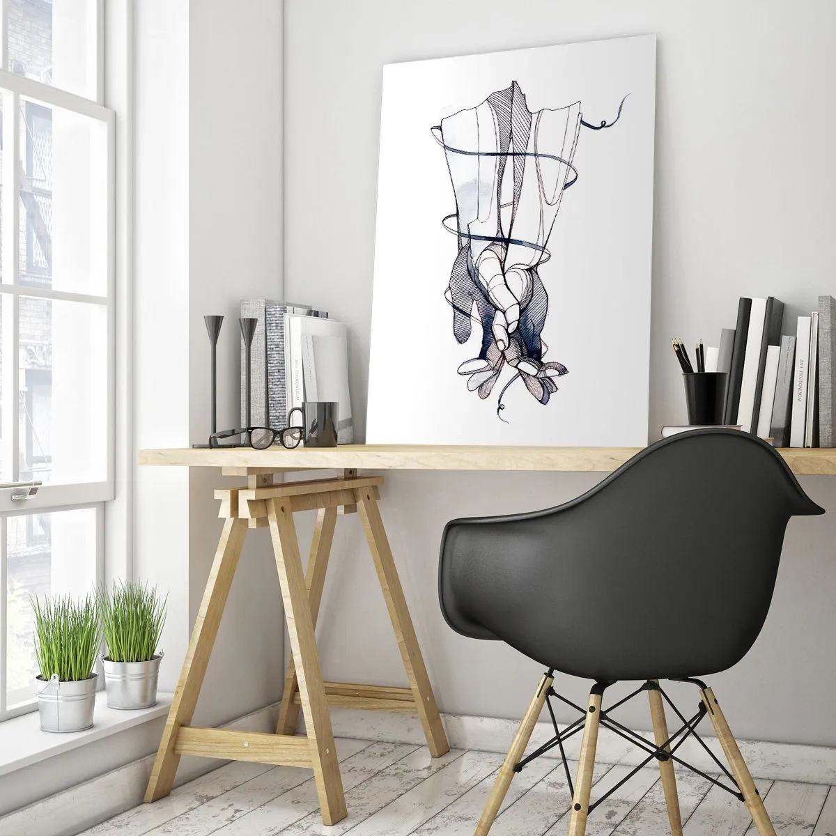 Quadro em vidro - Estudo do toque - 50x70 cm