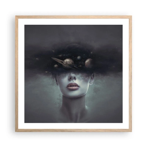 Pôster com moldura de carvalho claro - E os planetas estão a enlouquecer... - 60x60 cm