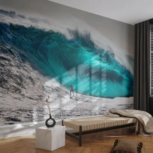 Papel de Parede Premium Canvas - Desafio aceite - Surfar, Onda alta, Surfista - 500x350 cm