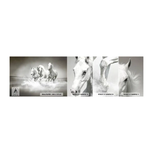 Amostra de papel de parede autocolante Deluxe Sticker - Loucura branca - Animais, Cavalos, Natureza - 100x30 cm