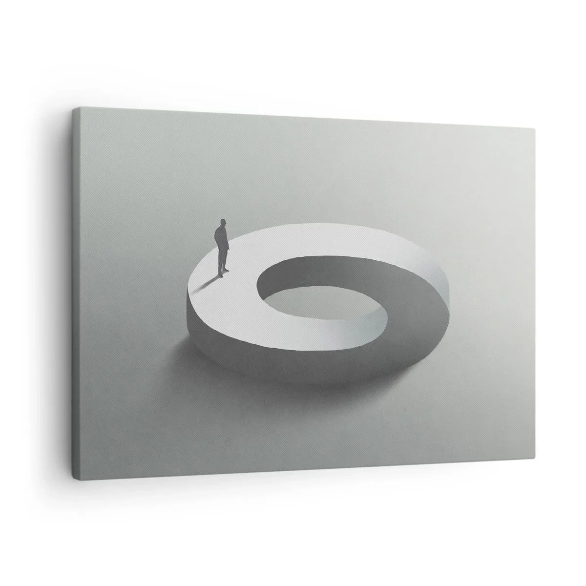 Quadro em tela - Um homem em uma estrutura cinza e abstrata - 70x50cm - Seja inteligente - Decoração de parede moderna para a sala de estar e quarto ARTTOR