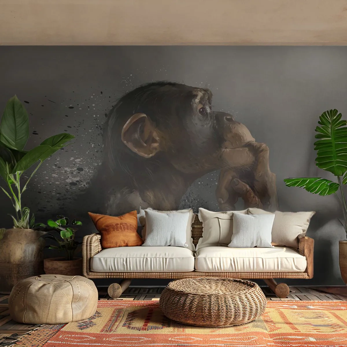Papel de Parede Autocolante Deluxe Sticker - Certamente um pensador - Animais, Macaco, Pedaço - 350x256 cm