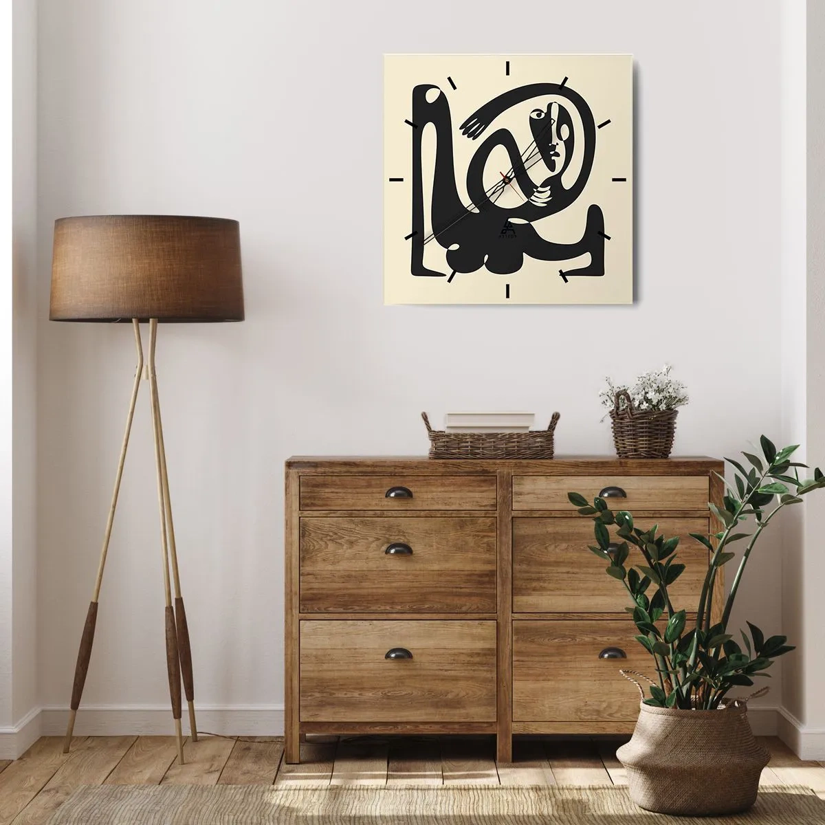 Relógio de parede - Relógio em vidro - Quase Picasso - 30x30 cm