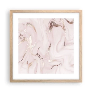 Pôster com moldura de carvalho claro - Num lenço cor-de-rosa - 40x40 cm