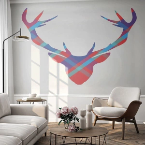 Papel de Parede Autocolante Deluxe Sticker - Veado escocês - Abstração, Cervo, Chifres - 200x140 cm