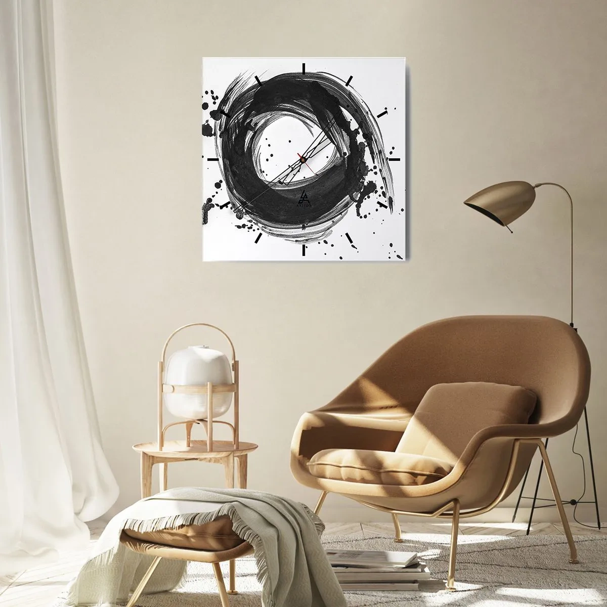 Relógio de parede - Relógio em vidro - O vórtice da criação - 30x30 cm