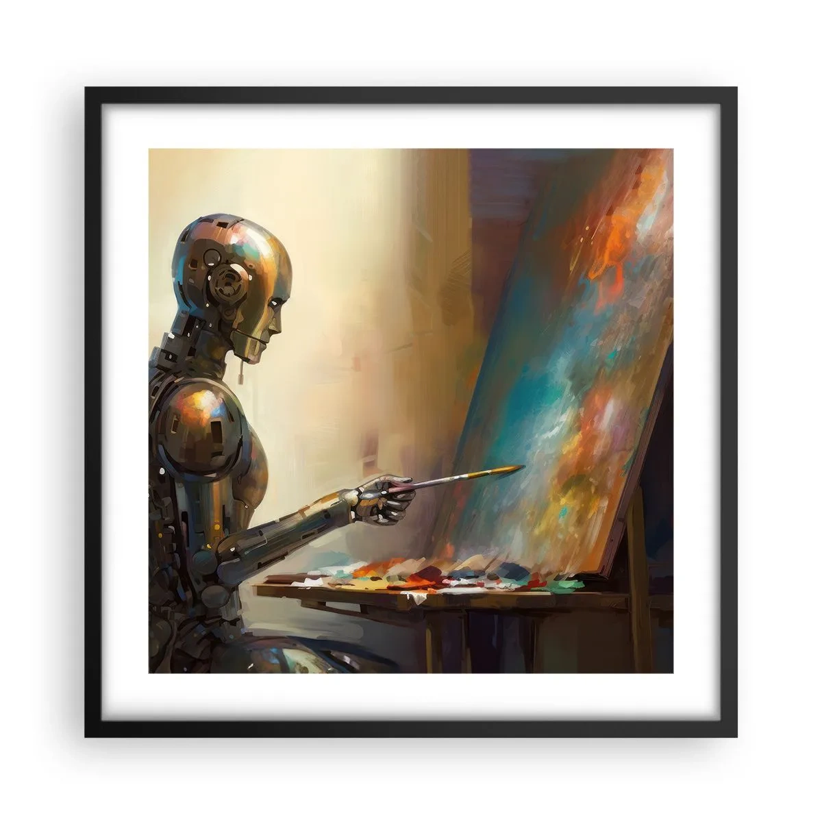 Pôster com moldura preta - A arte do futuro - 50x50 cm