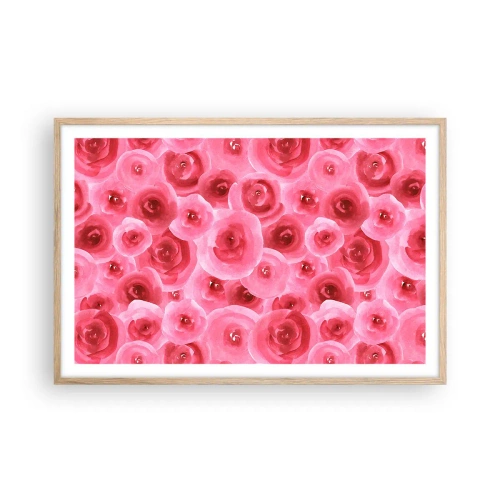 Pôster com moldura de carvalho claro - Rosas acima e abaixo - 91x61 cm