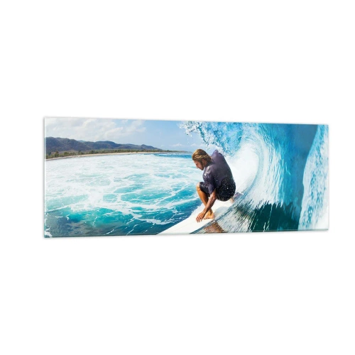 Quadro em vidro - Dançando com as ondas - 140x50 cm