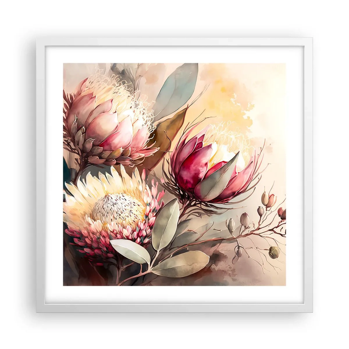 Pôster em moldura branca - De perfil e de frente - 50x50 cm