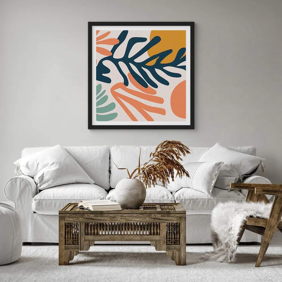 Pôster com moldura preta - Mares de coral - 50x50 cm