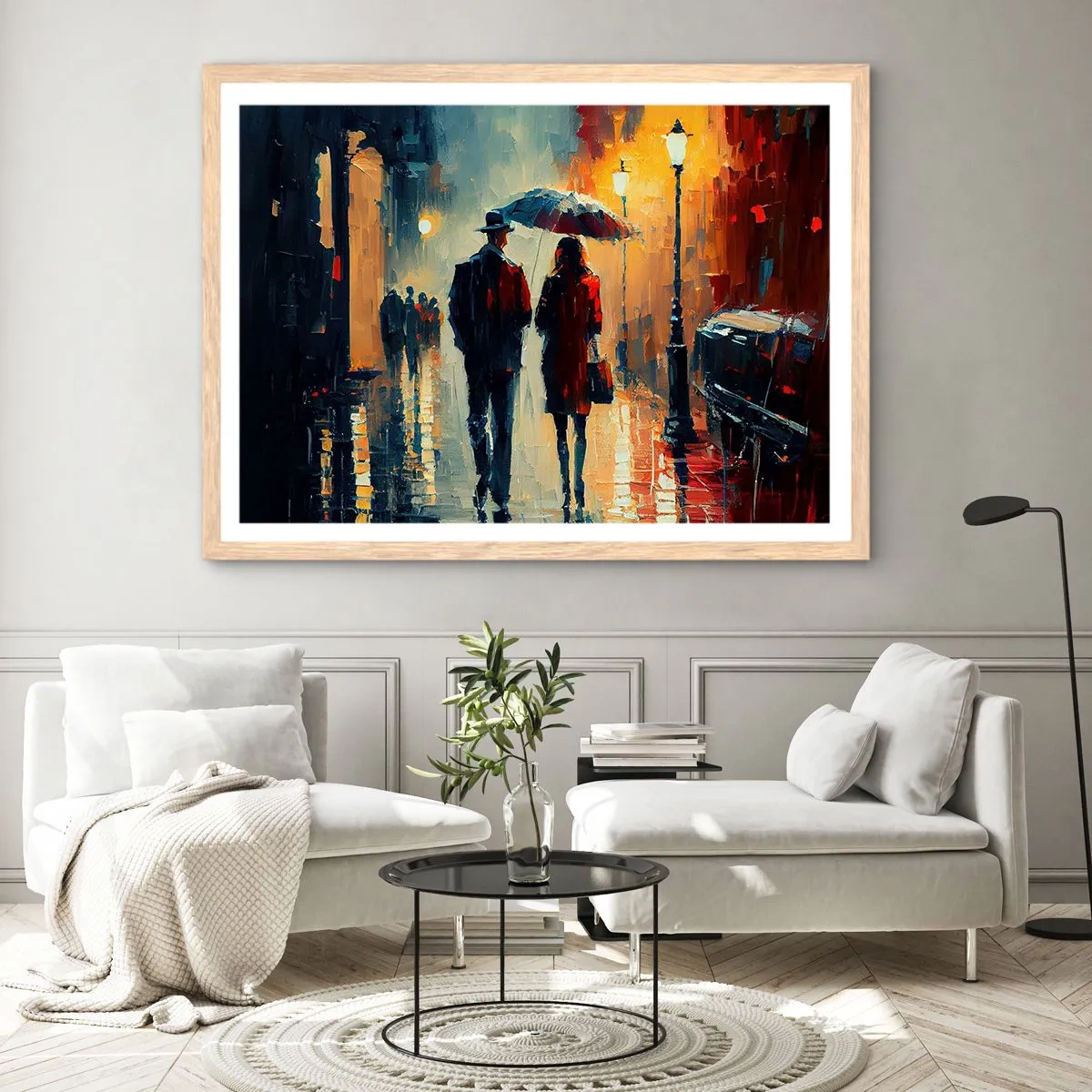 Pôster com moldura de carvalho claro - História de amor urbano - 100x70 cm