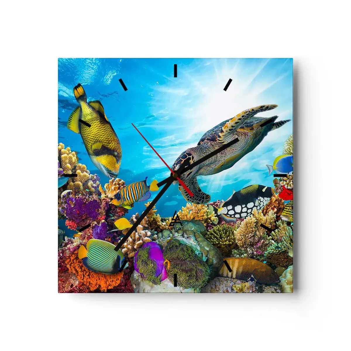 Relógio de parede - Relógio em vidro - Alameda dos corais - 30x30 cm