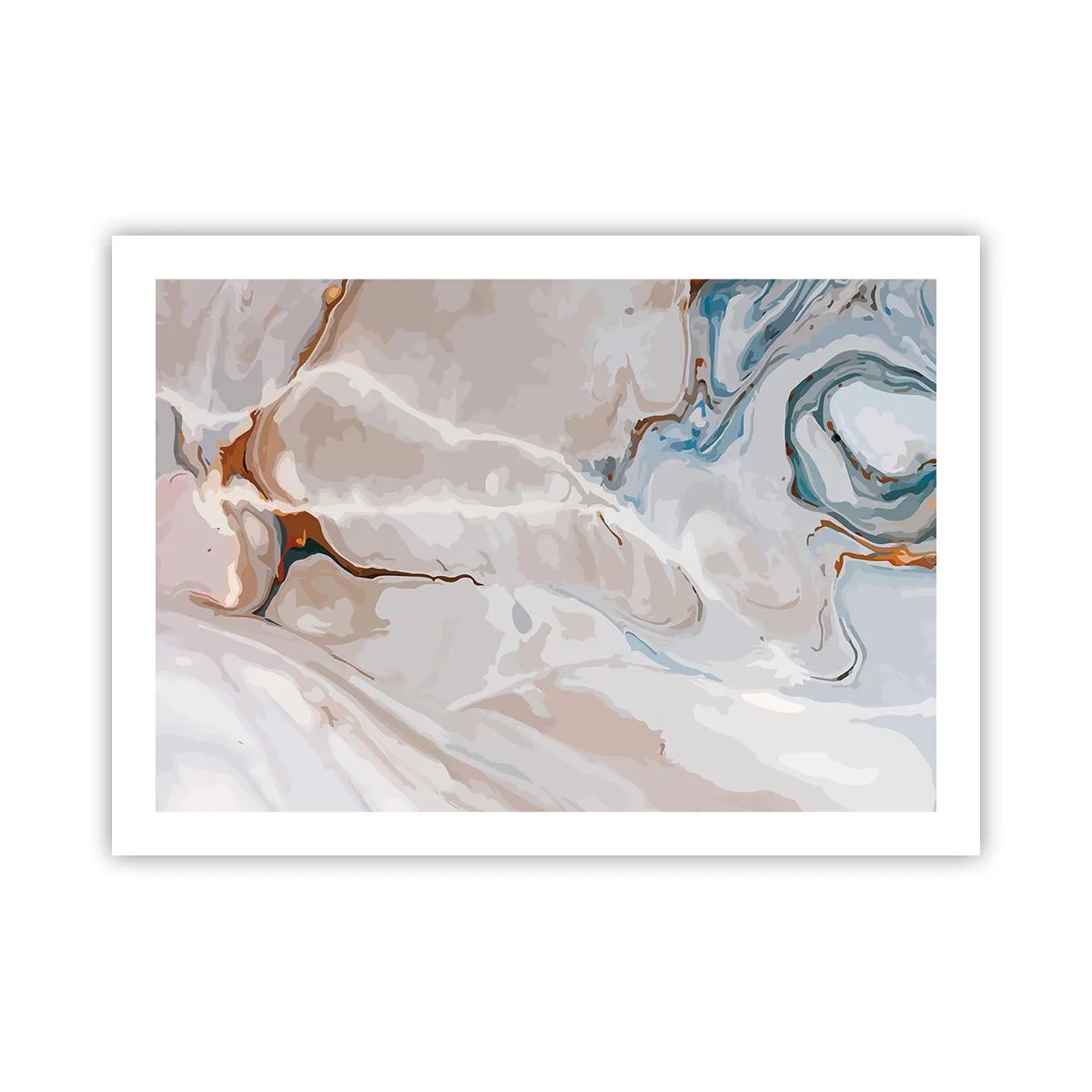 Pôster - Meandros azuis sob branco - 70x50 cm
