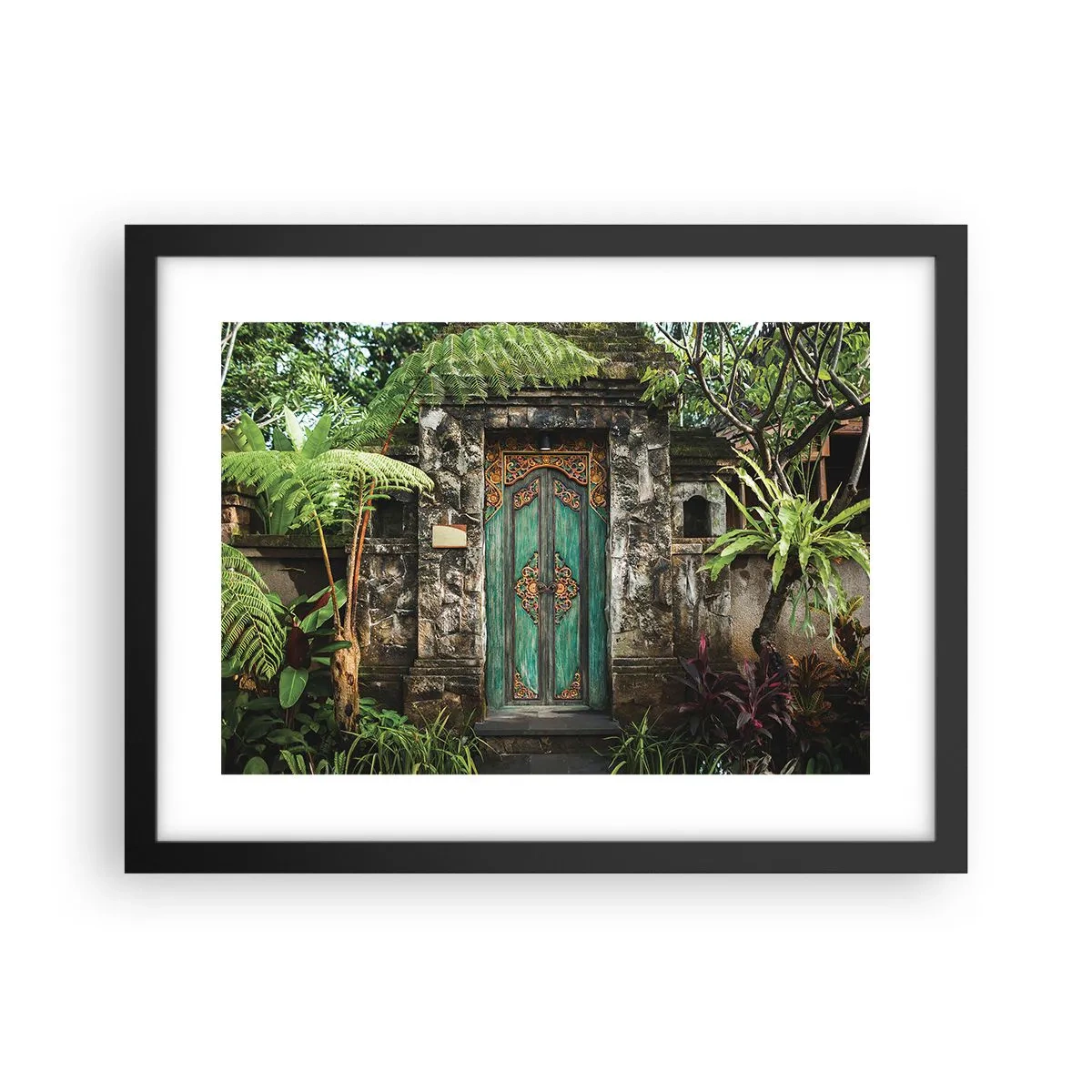 Pôster com moldura preta - Portas para um mundo exótico - 40x30 cm
