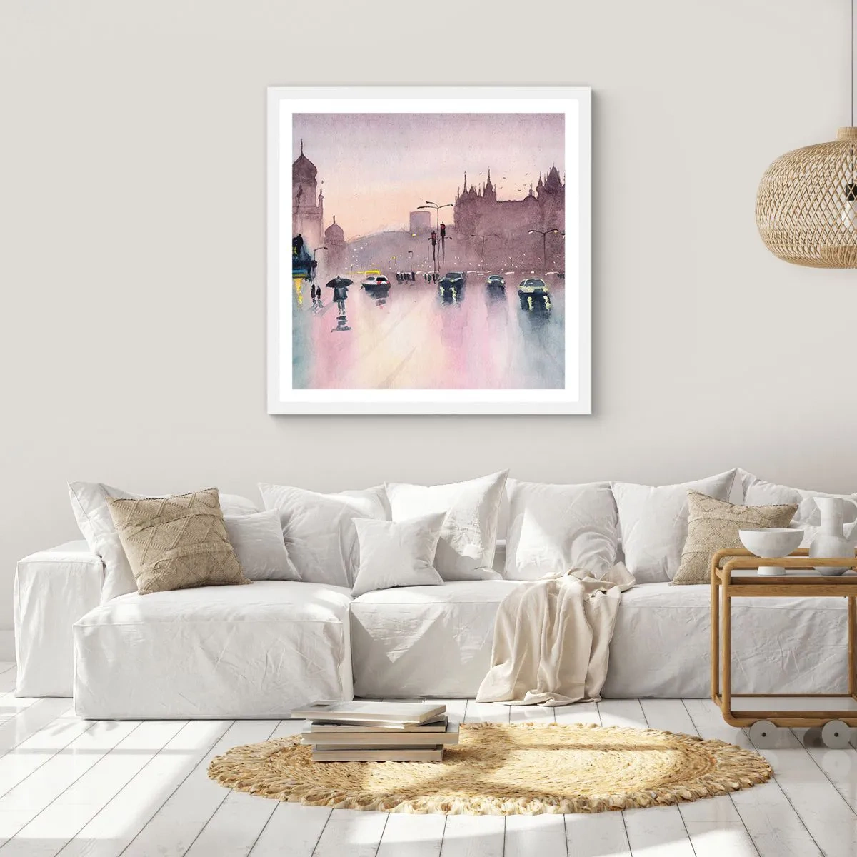 Pôster em moldura branca - Na névoa chuvosa - 30x30 cm