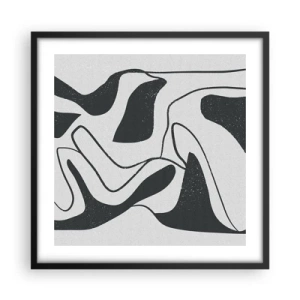 Pôster com moldura preta - Labirinto abstrato divertido - 50x50 cm