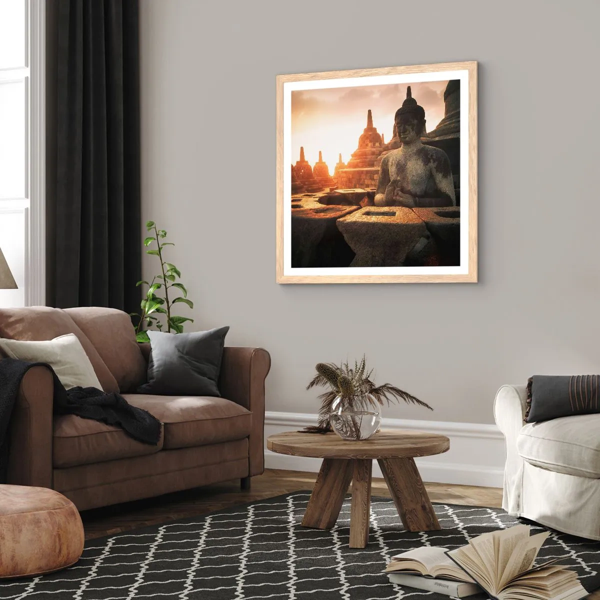 Pôster com moldura de carvalho claro - Clima de grande sabedoria - 30x30 cm