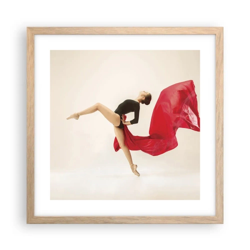 Pôster com moldura de carvalho claro - Vermelho e preto - 40x40 cm