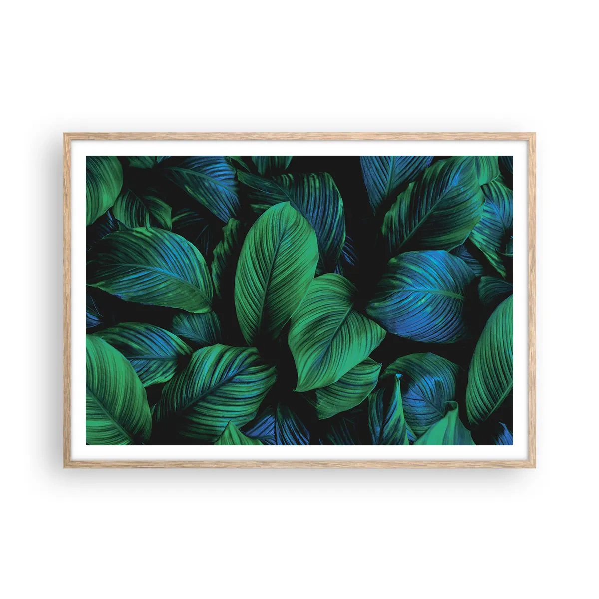 Pôster com moldura de carvalho claro - Na multidão verde - 100x70 cm