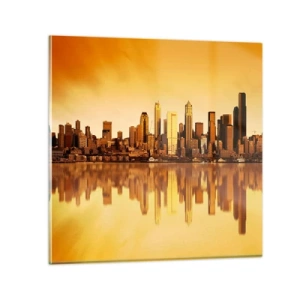 Quadro em vidro - Silêncio da metrópole - 70x70 cm